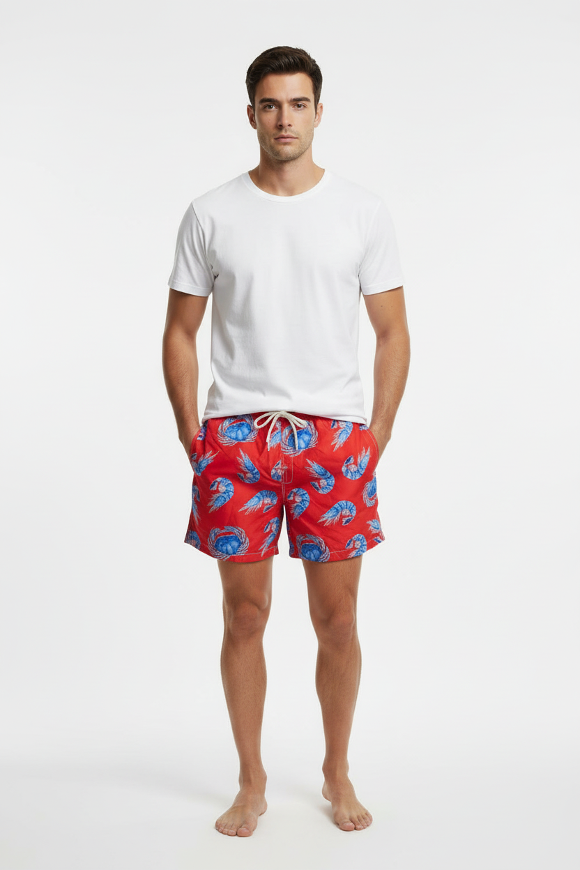 MC2 Saint Barth Red Shrimp Men Swim Shorts