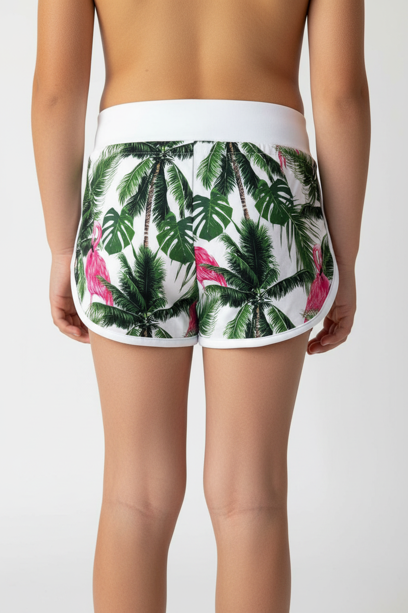 MC2 Saint Barth Shorts for Kids with Tropical Flamingo Print