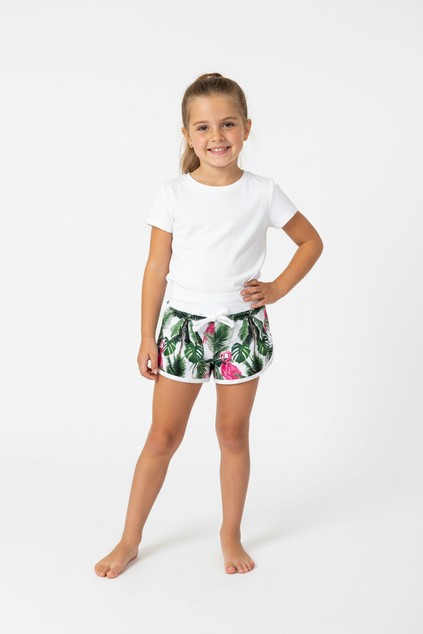 MC2 Saint Barth Shorts for Kids with Tropical Flamingo Print