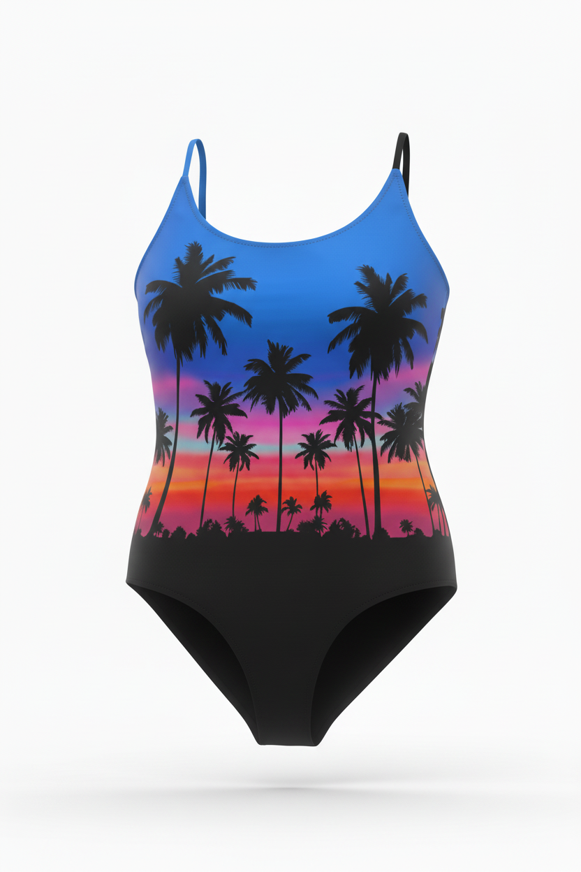 MC2 Saint Barth SUNSET PALM one piece Swimsuit 57