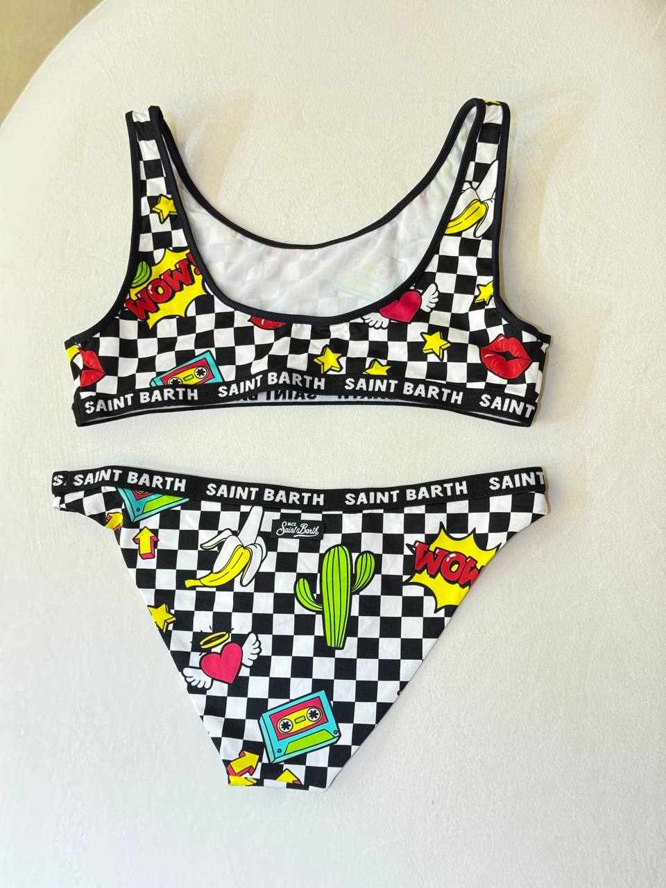 MC2 Saint Barth Swimsuit Split chess WOW PATCH children's