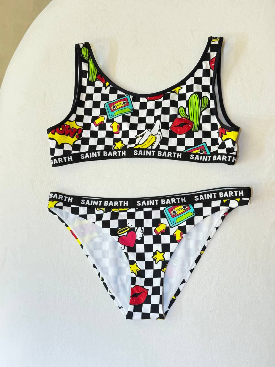 MC2 Saint Barth Swimsuit Split chess WOW PATCH children's