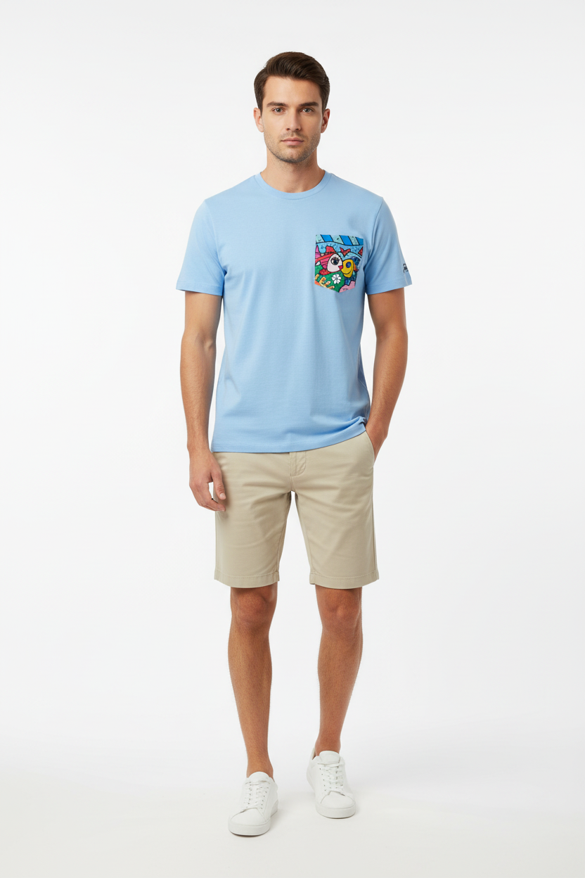 MC2 Saint Barth T-shirt Blue Pocket Fish Men