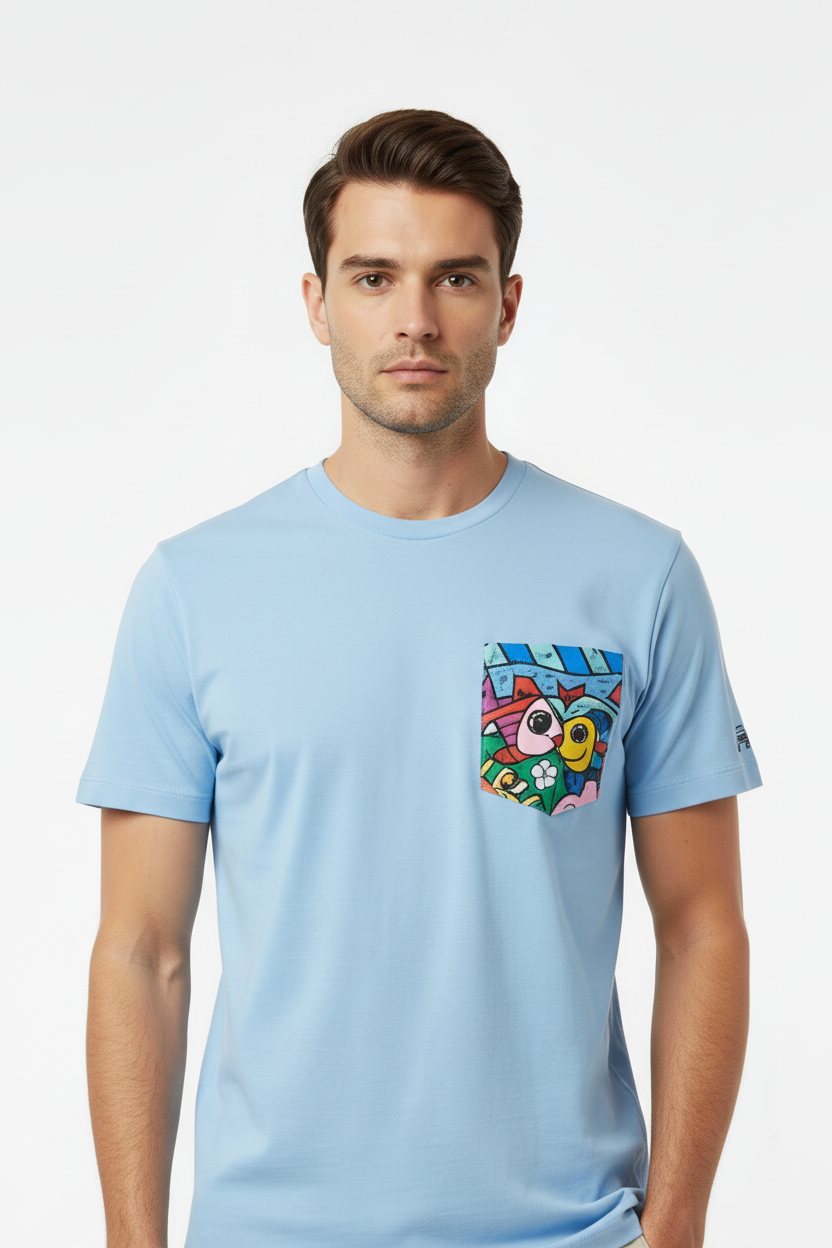 MC2 Saint Barth T-shirt Blue Pocket Fish Men