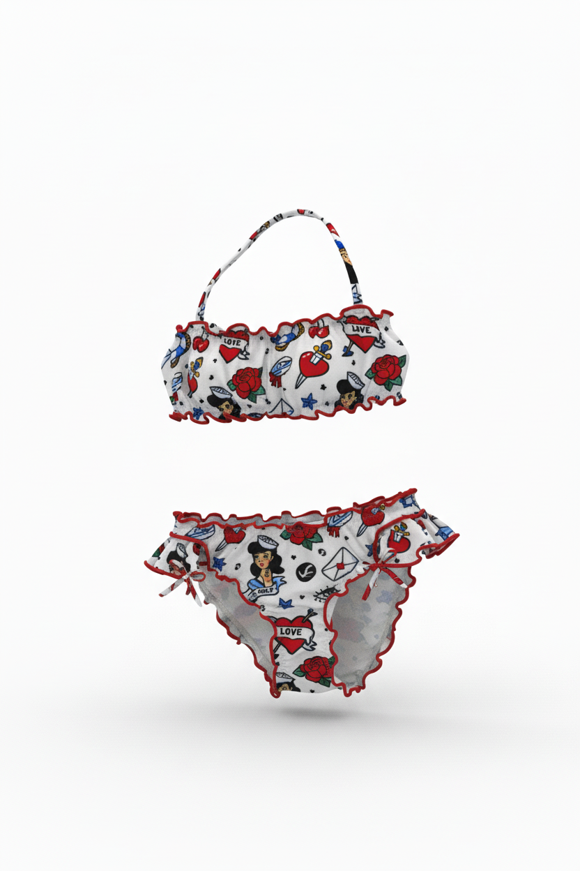MC2 Saint Barth Two Piece Swimsuit Sailors Tattoo for Kids
