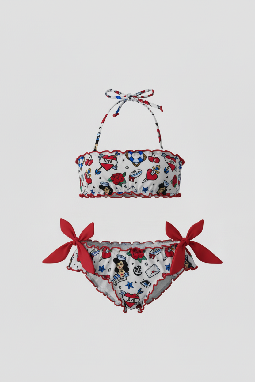 MC2 Saint Barth Two Piece Swimsuit Sailors Tattoo for Kids