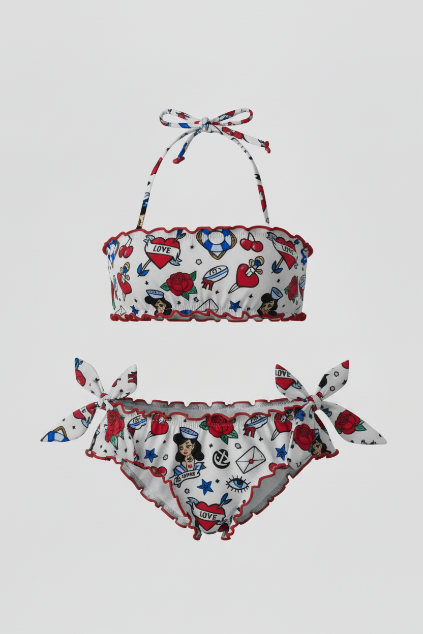 MC2 Saint Barth Two Piece Swimsuit Sailors Tattoo for Kids