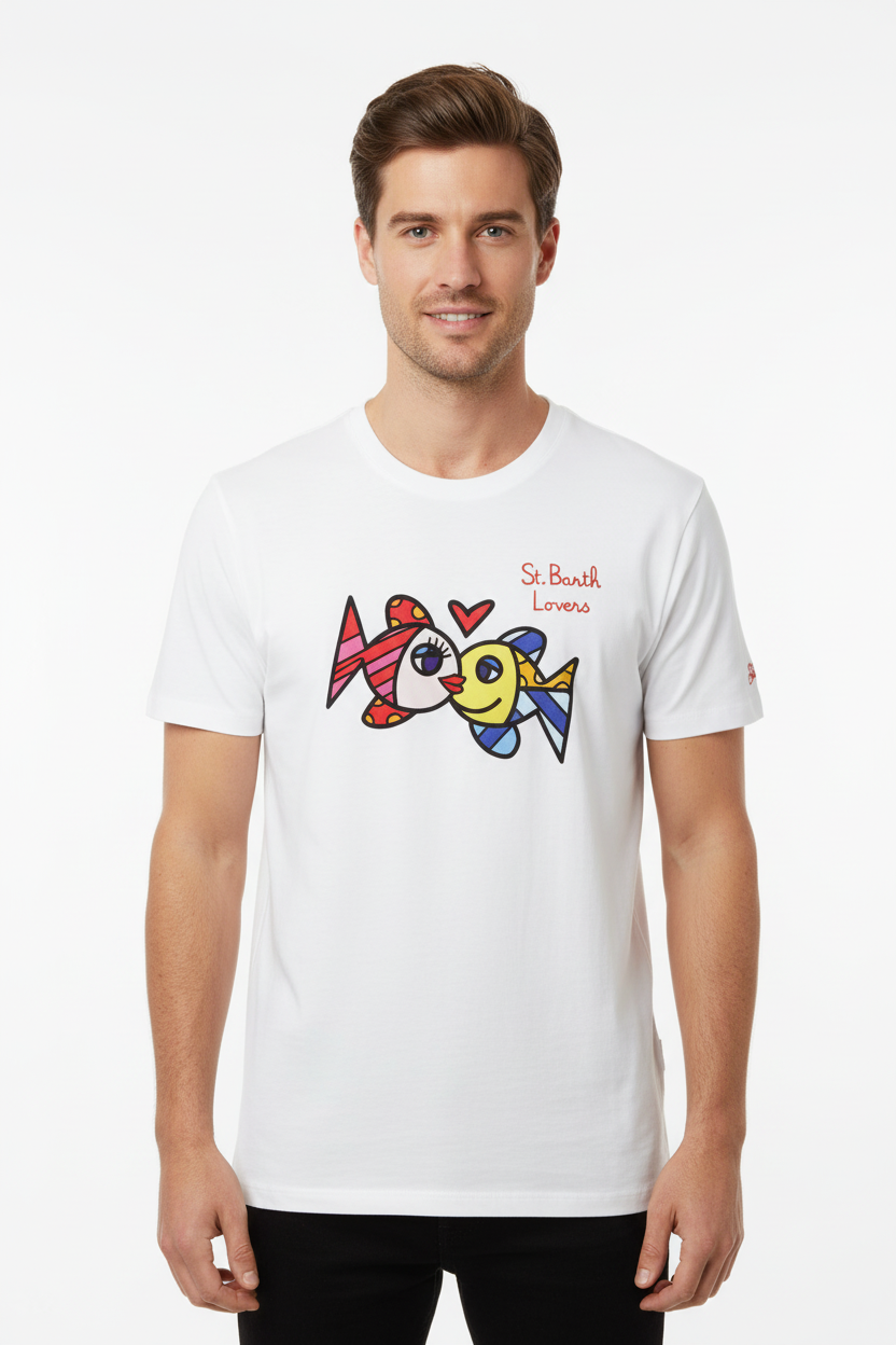 MC2 Saint Barth White T-Shirt Fish Love Men
