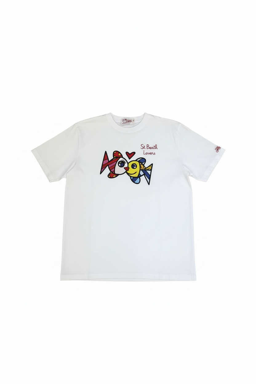 MC2 Saint Barth White T-Shirt Fish Love Men