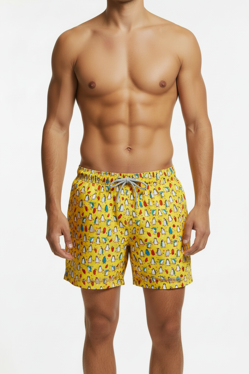 MC2 Saint Barth Yellow Penguins Men Swim Shorts