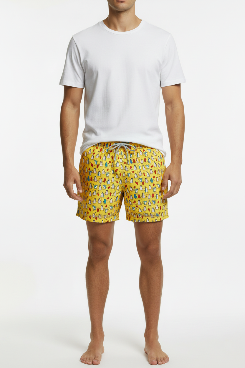 MC2 Saint Barth Yellow Penguins Men Swim Shorts