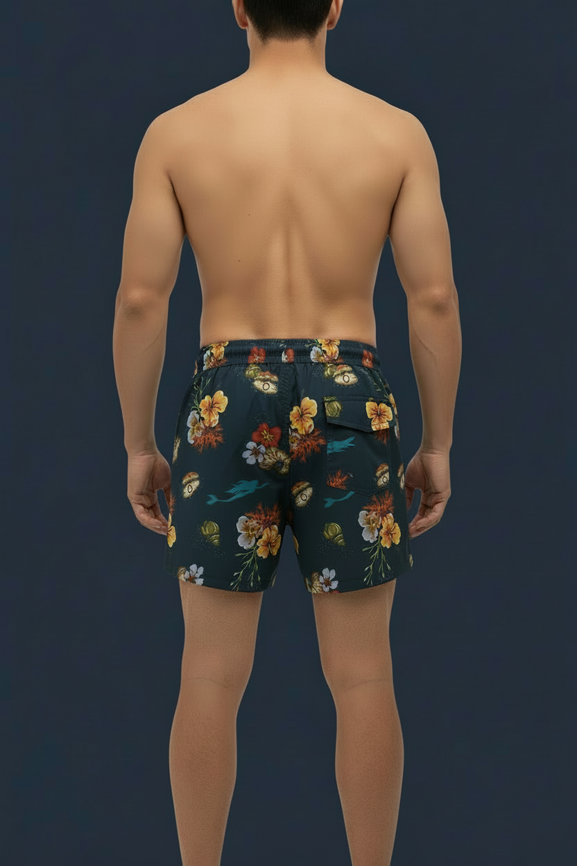 Parah Man Swim Shorts with Flowers Print