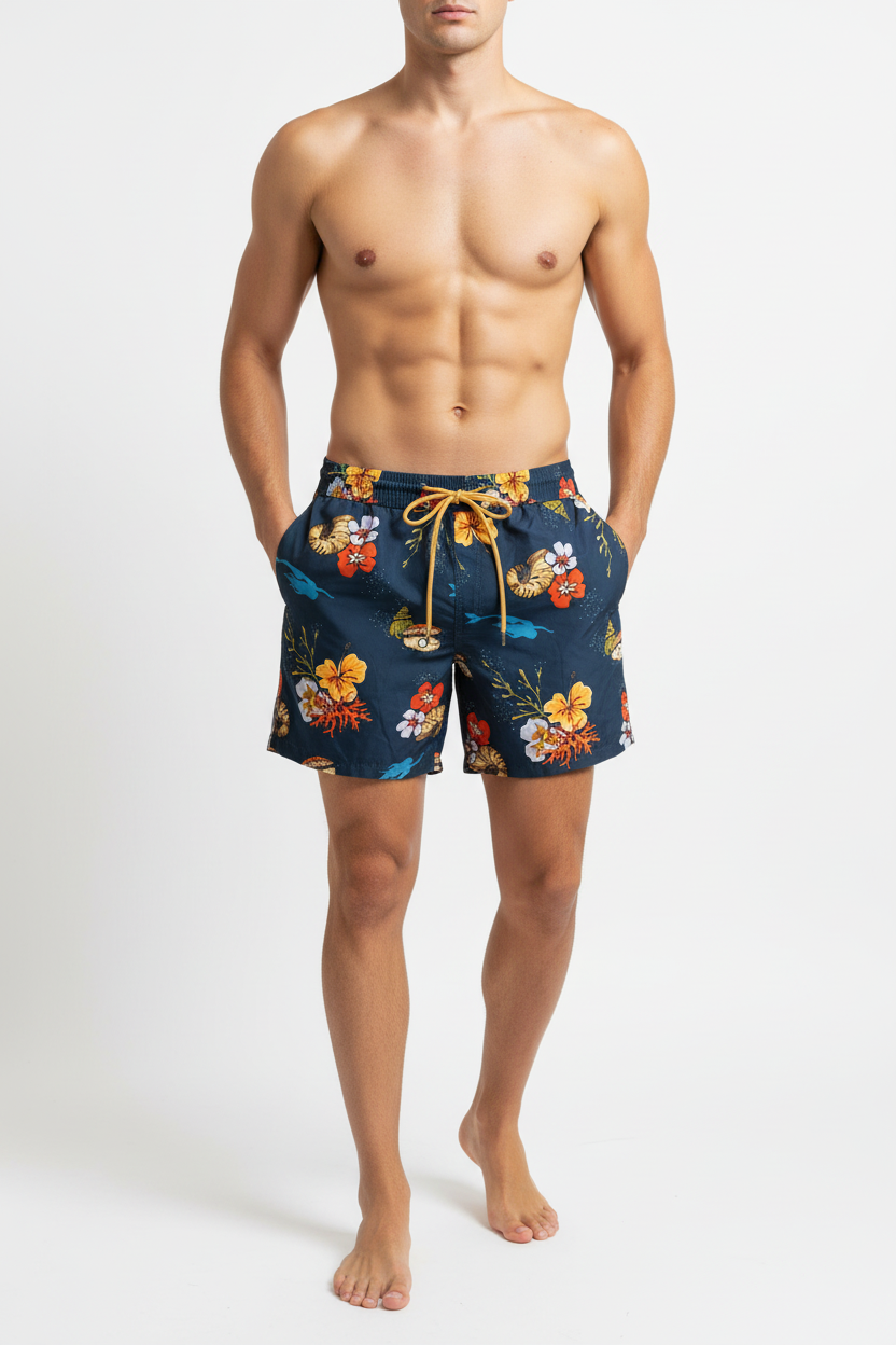 Parah Man Swim Shorts with Flowers Print