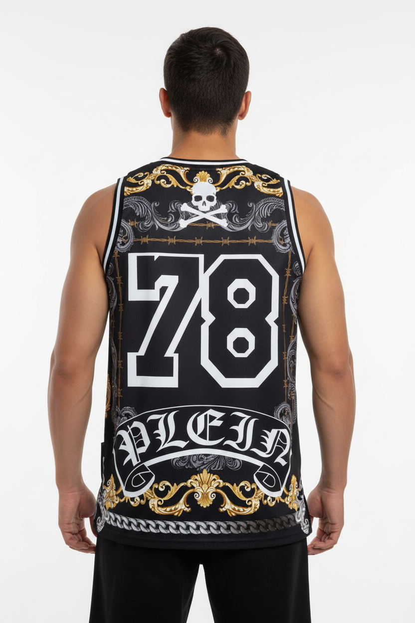 Philipp Plein Men's Tank Top Black Basket Skeleton