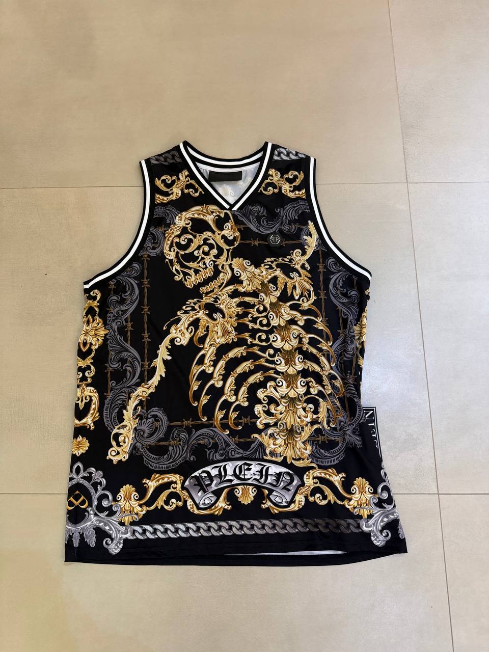 Philipp Plein Men's Tank Top Black Basket Skeleton