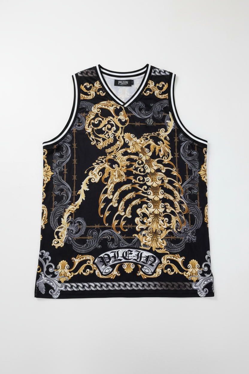 Philipp Plein Men's Tank Top Black Basket Skeleton