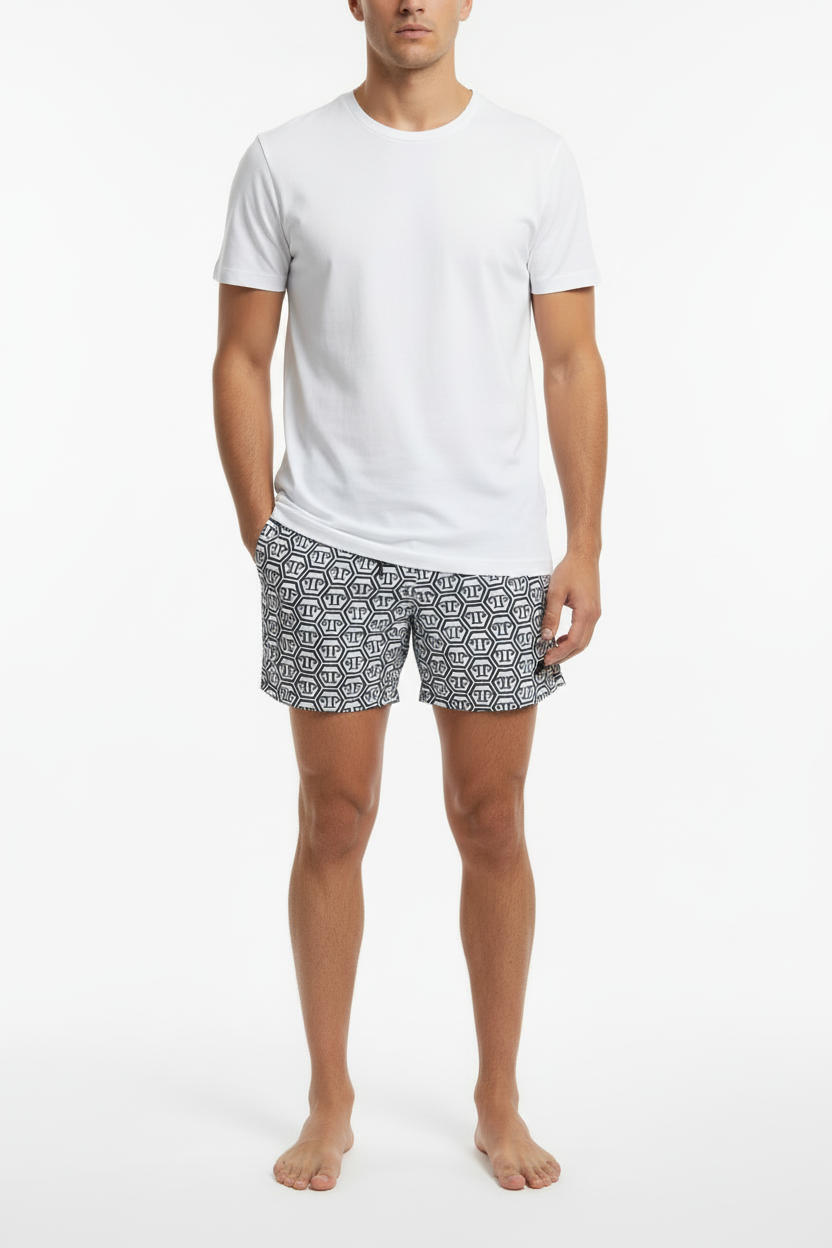 PhilippPlein Shorts Swimming Trunks white logo PP Freestyler