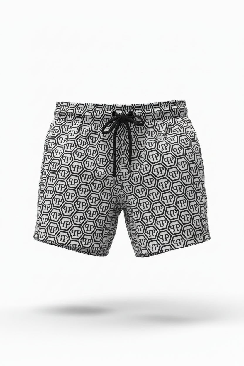 PhilippPlein Shorts Swimming Trunks white logo PP Freestyler