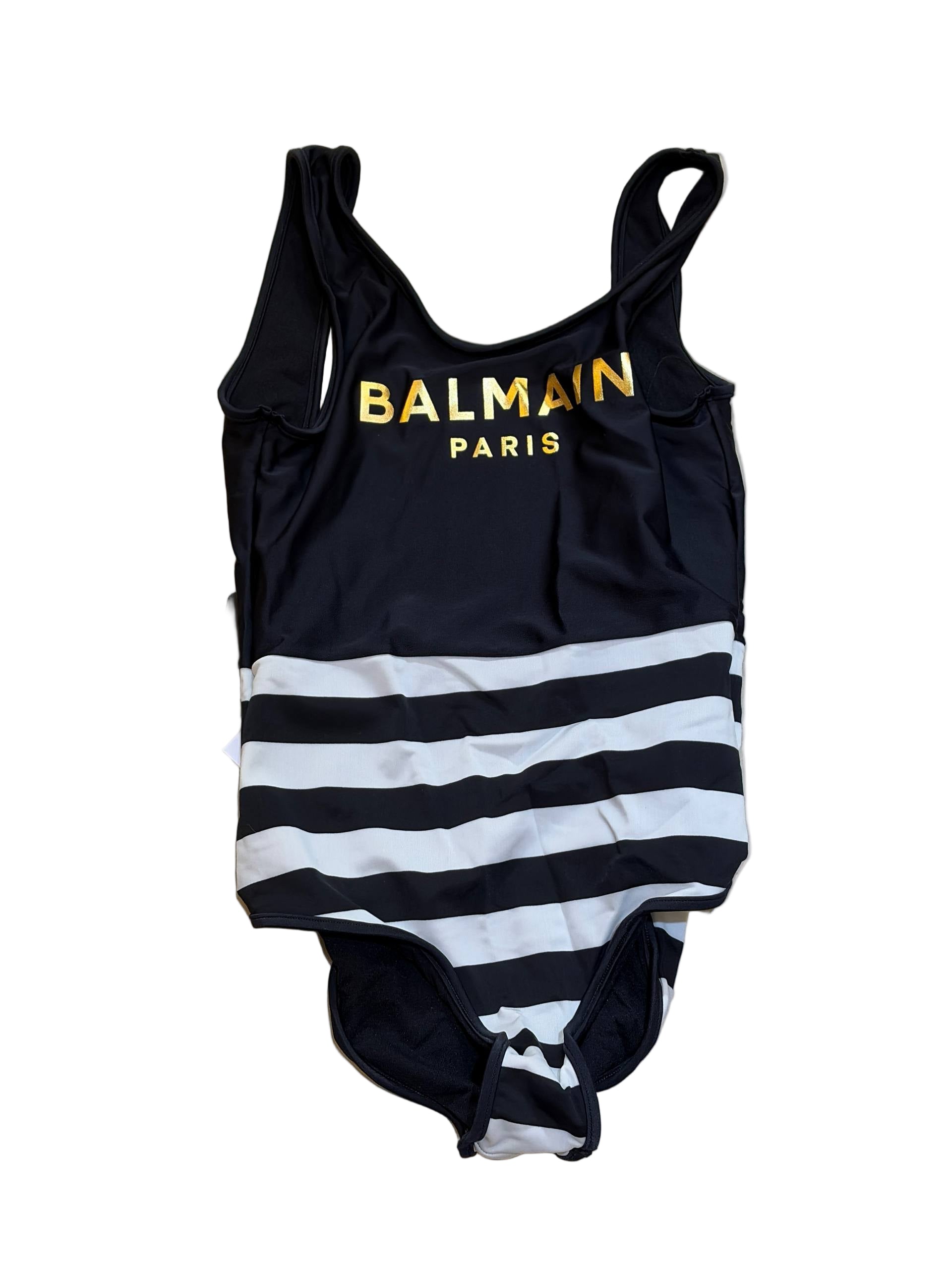 Balmain Black & White Stripes Swimsuit One Piece