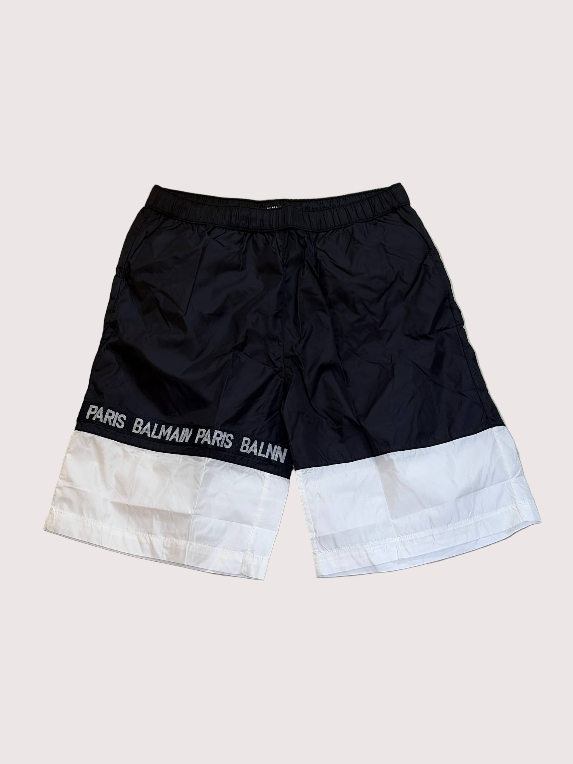 Balmain Shorts Black White Stripes