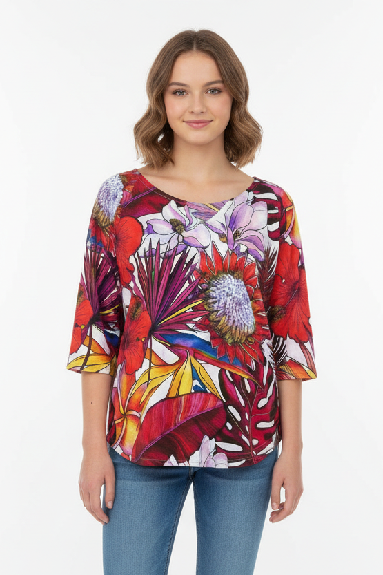 MC2 Saint Barth Girls Tunic with Tropical Flowers Print