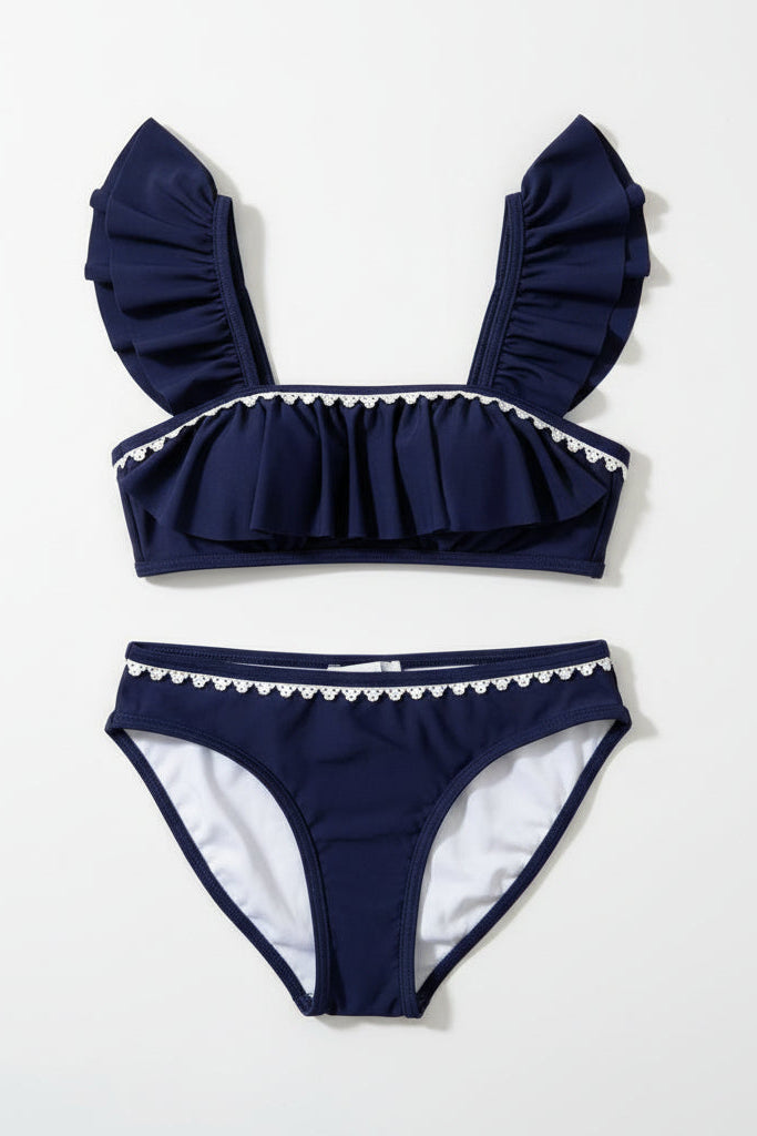 Chloe Dark Blue Girls Two Piece Swimsuit