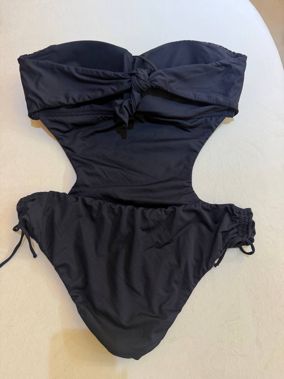 Ritratti One Piece Swimsuit Black Rhinestone Mesh