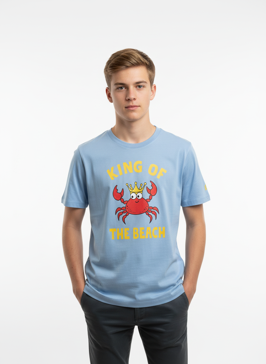 MC2 Saint Barth Boys Cotton T-Shirt with King Crab Print