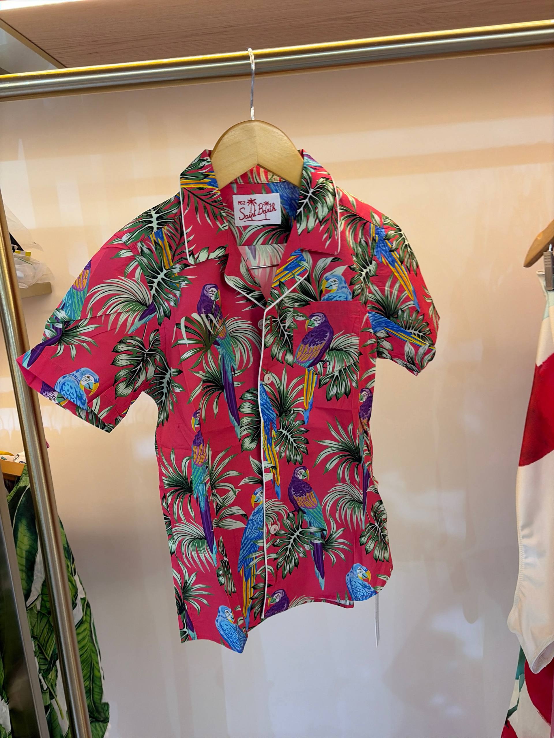 MC2 Saint Barth Kids Shirt Red Parrot Baby Haloa