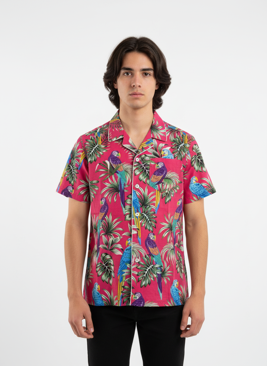 MC2 Saint Barth Kids Shirt Red Parrot Baby Haloa