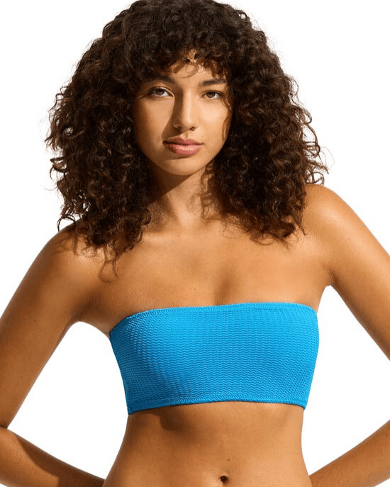 Seafolly Sea Dive Bandeau Bikini Top in Turquoise
